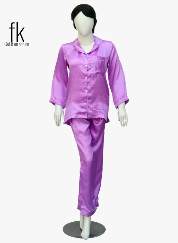 Purple Dot Silk Beautiful Sleepwear For Stylish Girls
