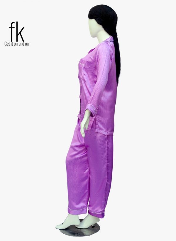 Purple Dot Silk Beautiful Sleepwear For Stylish Girls