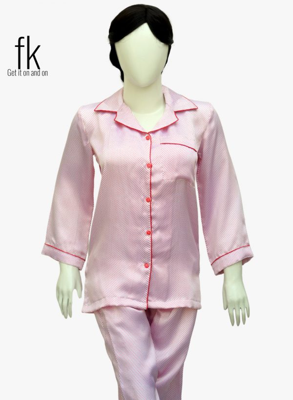 Pink Dot Silk Stylish Sleepwear