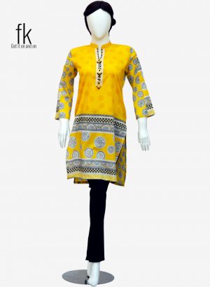 Zhong Design Fancy Kurti for Ladies in Yellow Color