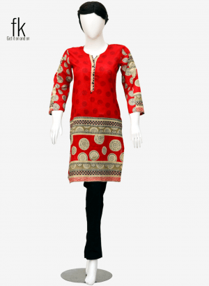 Zhong Design Fancy Kurti for Ladies in Red Color