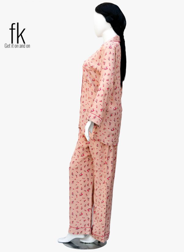 Mustard Pink Flowers Stylish Sleepwear for Ladies
