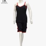 Black Silk Cami with Short in Red Piping Elegant Sleepwear