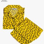 YELLOW TIE DESIGN TRENDY ELEGANT SLEEPWEAR